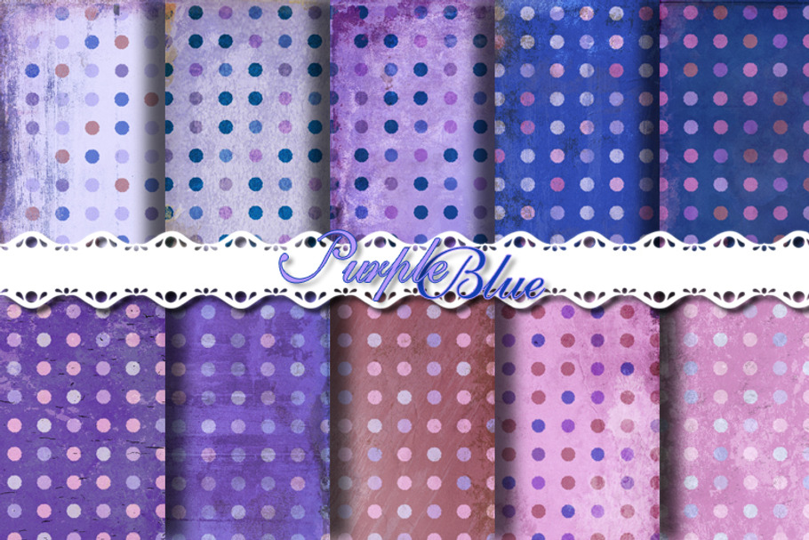 Blue Purple Polka Dot Papers