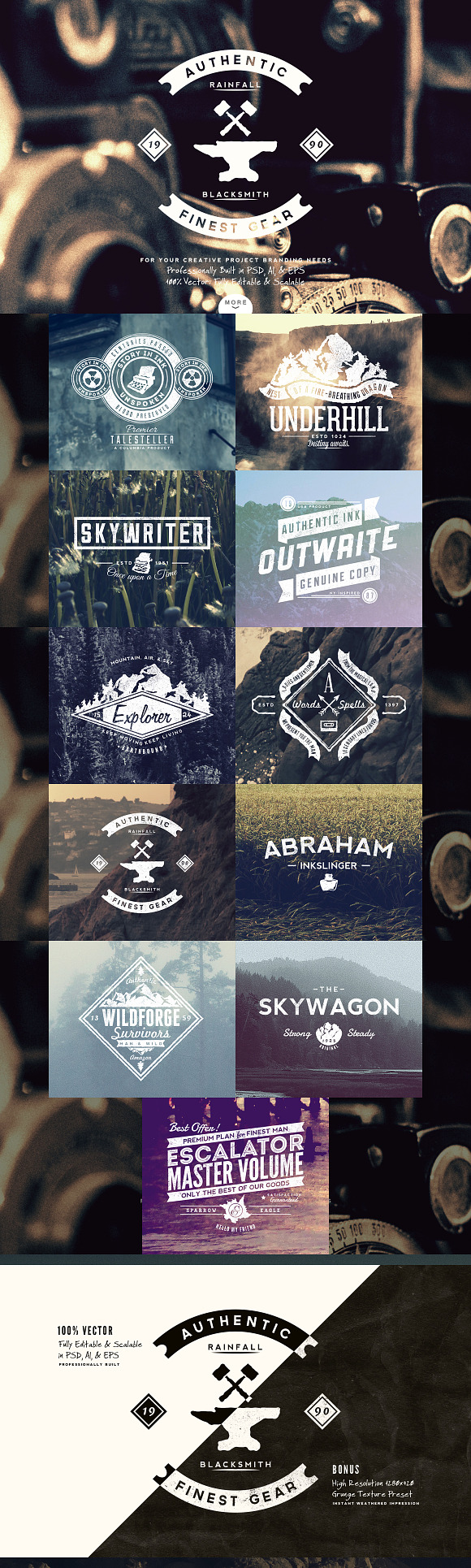 33 Trendy Vintage Insignias Bundle 1 in Logo Templates - product preview 2