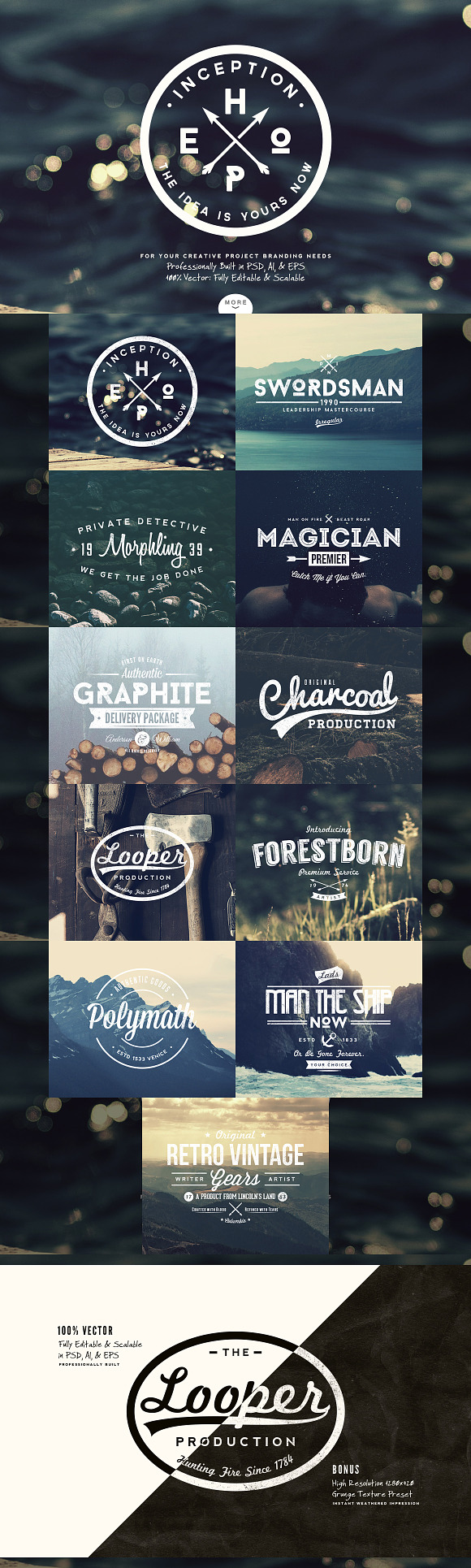 33 Trendy Vintage Insignias Bundle 1 in Logo Templates - product preview 3
