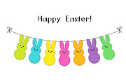 Happy Easter cute bunnies garland