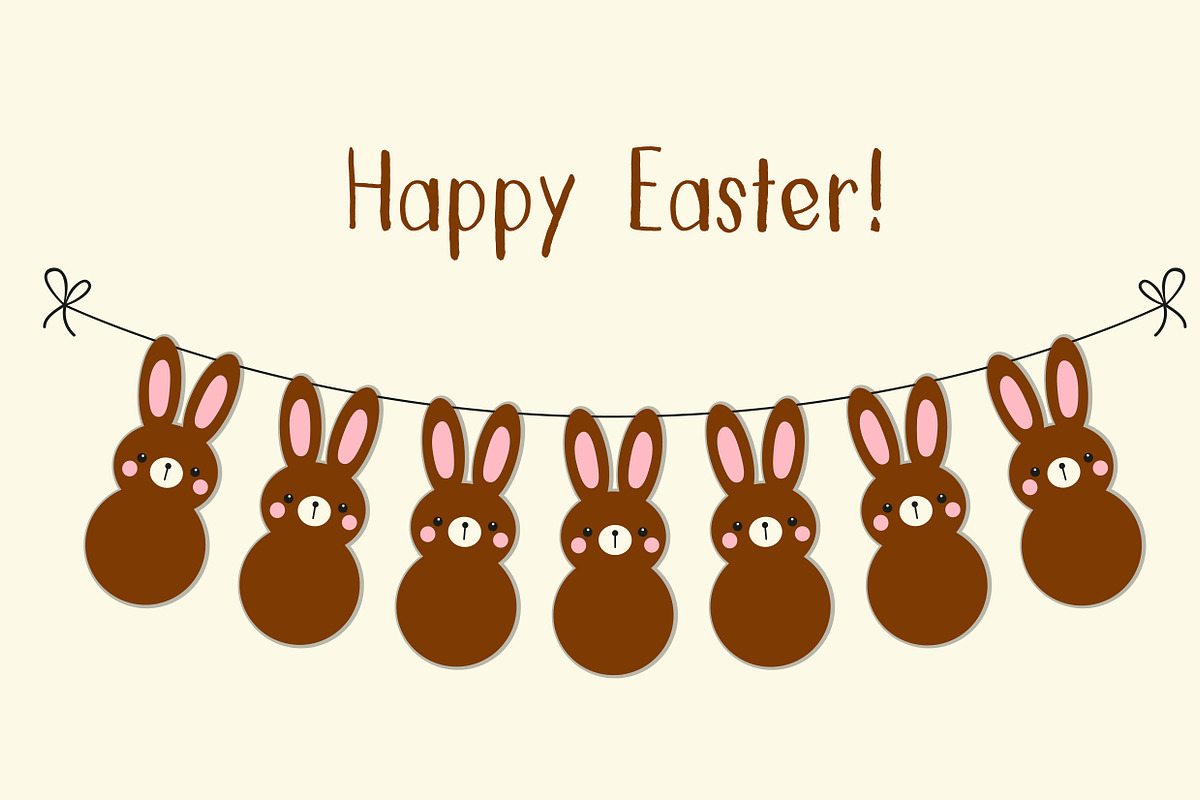 Happy Easter cute bunnies garland in Illustrations - product preview 8