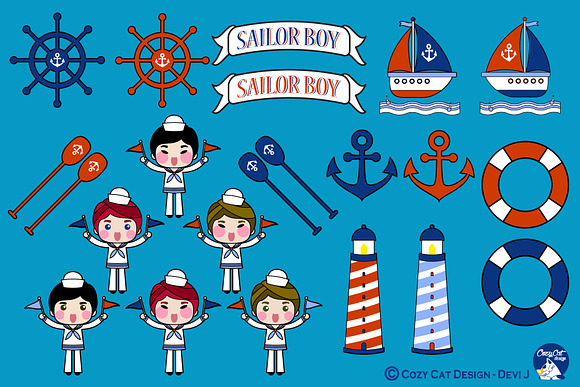 Digital Clipart Nautical in Illustrations - product preview 1