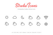 25 Weather Outline Stroke Icons