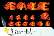 Flaming Numbers and word SALE.