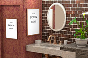 Mock up bathroom with concrete wall