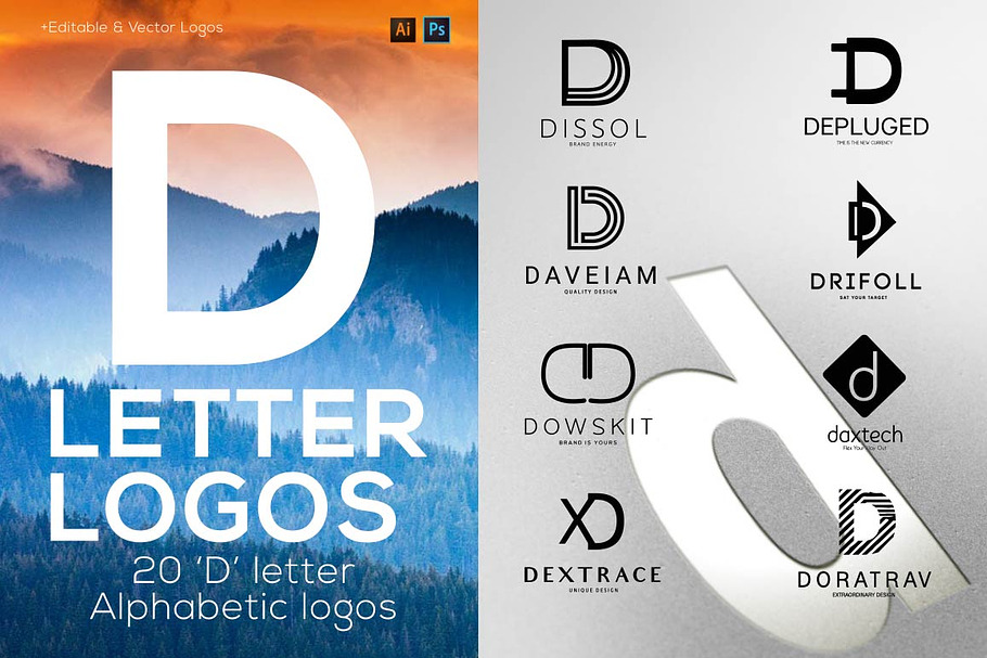 20 "D" Letter Alphabetic Logos
