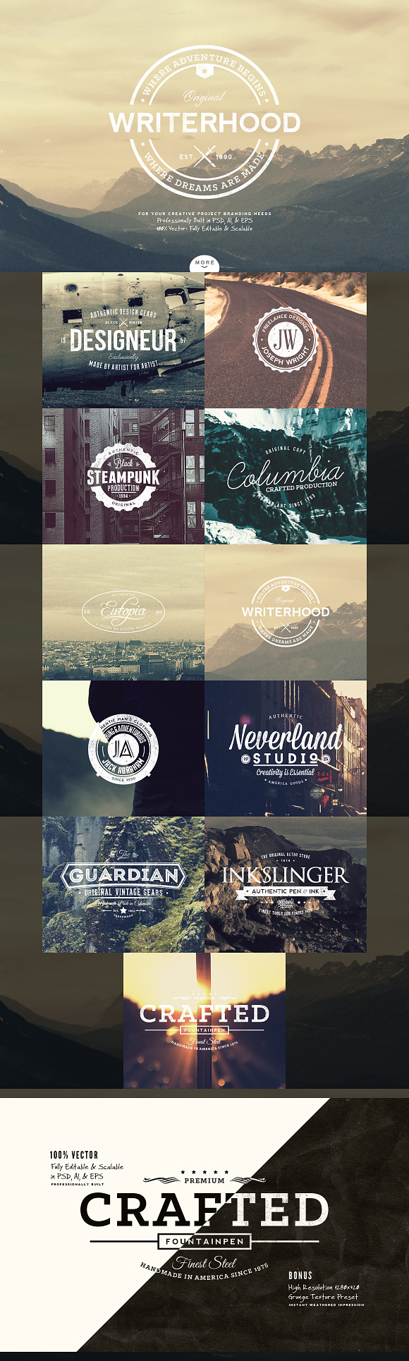 33 Trendy Vintage Insignias Bundle 2 in Logo Templates - product preview 3