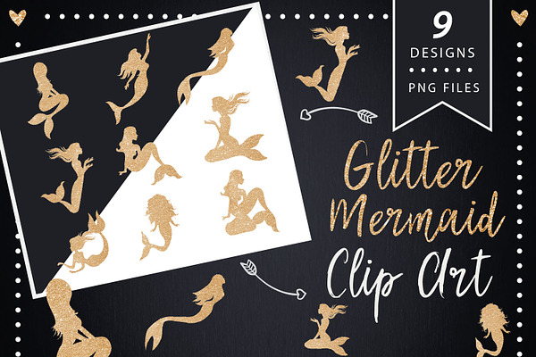 Glitter Mermaid Clipart