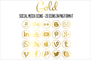 Social Media Icons - Gold - Round