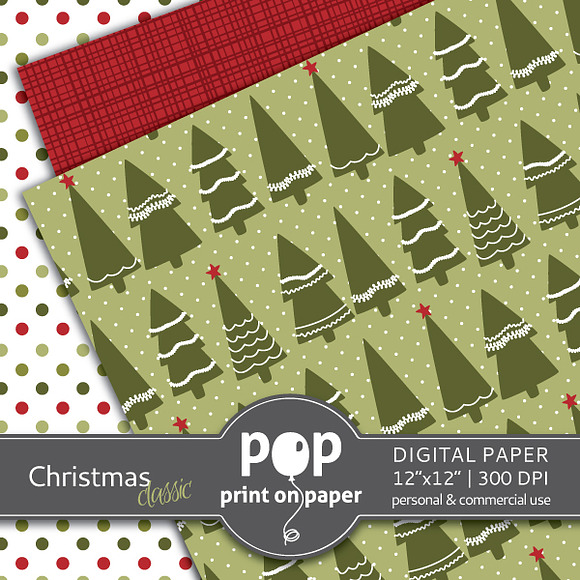 Classic Christmas Digital Paper JPG in Patterns - product preview 1