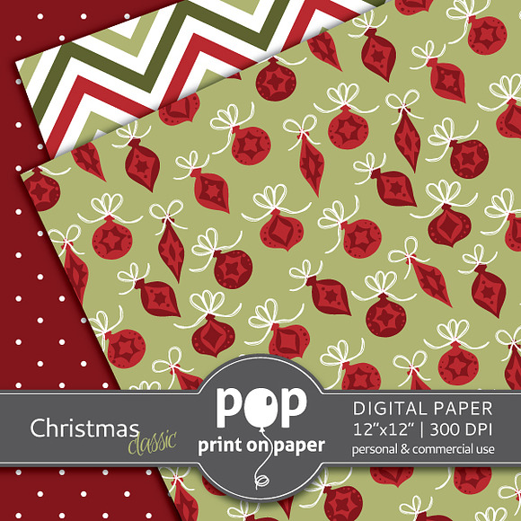 Classic Christmas Digital Paper JPG in Patterns - product preview 2