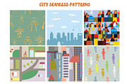 City seamless funny patterns