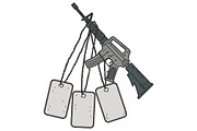 M4 Carbine Dog Tags Hanging 