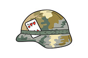 US Army Helmet 4 of Hearts 