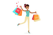 Sale in Woman's Clothing Shop Vector Concept