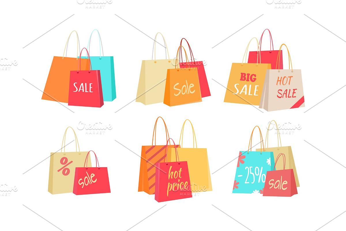 Sale Concepts with Paper Bags illustrations Set in Illustrations - product preview 8