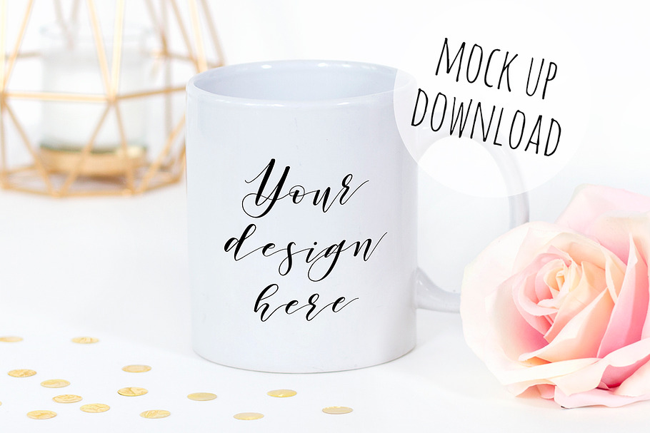 Mug Mockup Photography Gold and Pink in Product Mockups - product preview 8