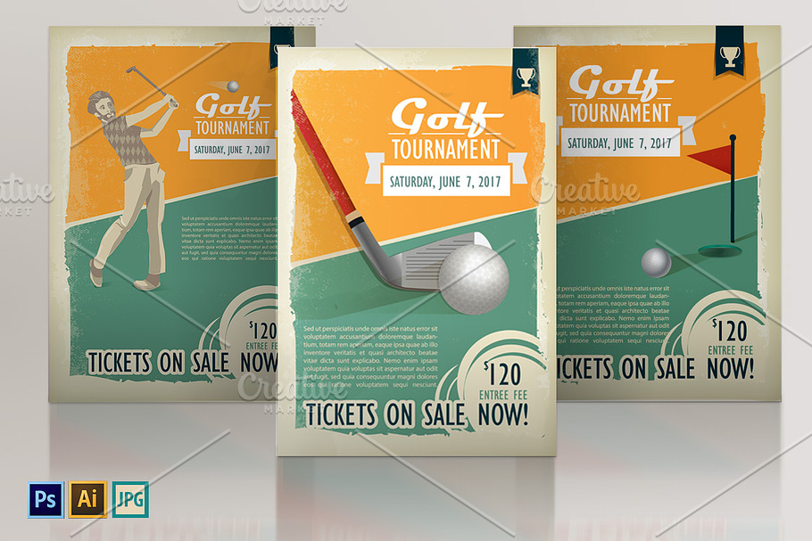 Retro golf posters or flyers set in Flyer Templates - product preview 8