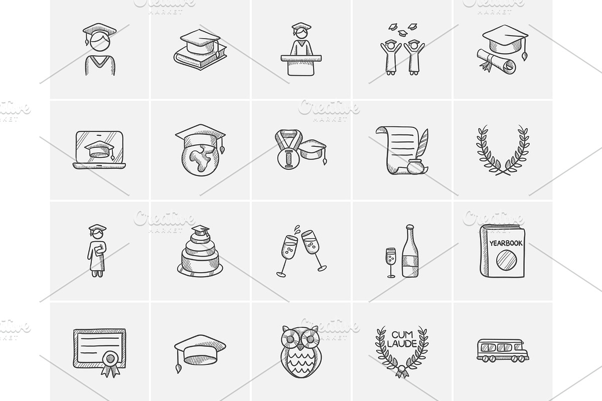Education sketch icon set. in Illustrations - product preview 8