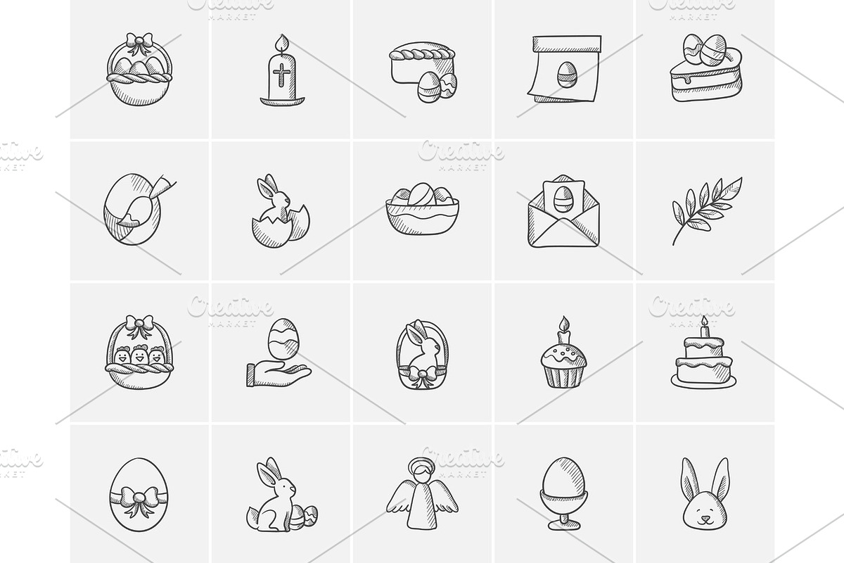 Easter sketch icon set. in Illustrations - product preview 8