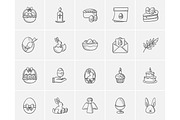 Easter sketch icon set.
