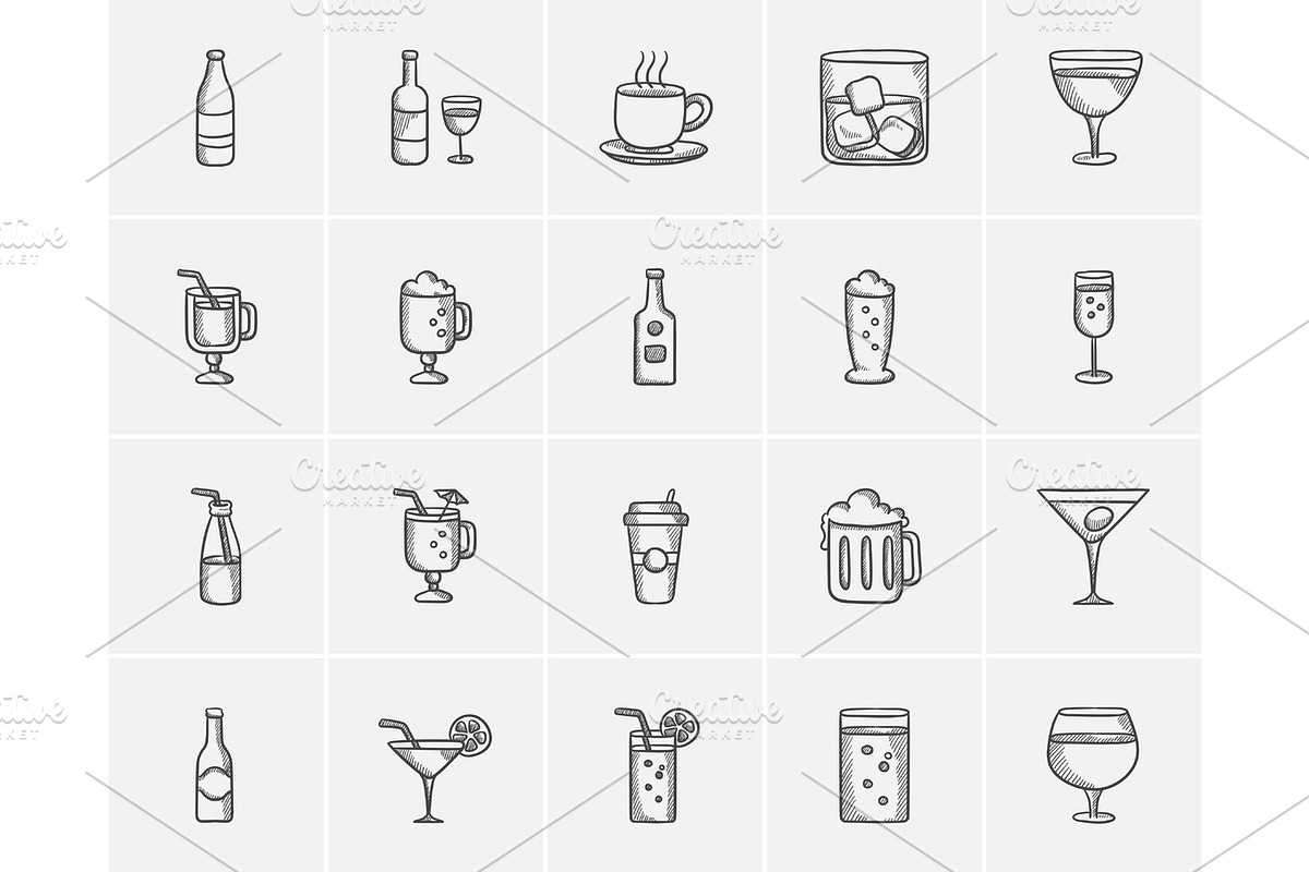 Drinks sketch icon set. in Illustrations - product preview 8