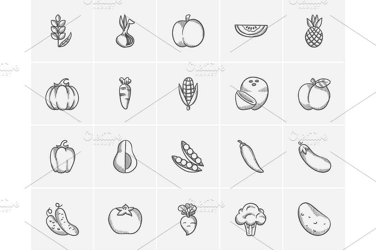 Healthy food sketch icon set. in Illustrations - product preview 8