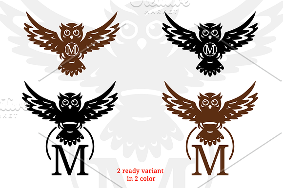 Owl Monogram Monochrome Logo in Logo Templates - product preview 1