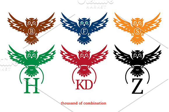Owl Monogram Monochrome Logo in Logo Templates - product preview 2