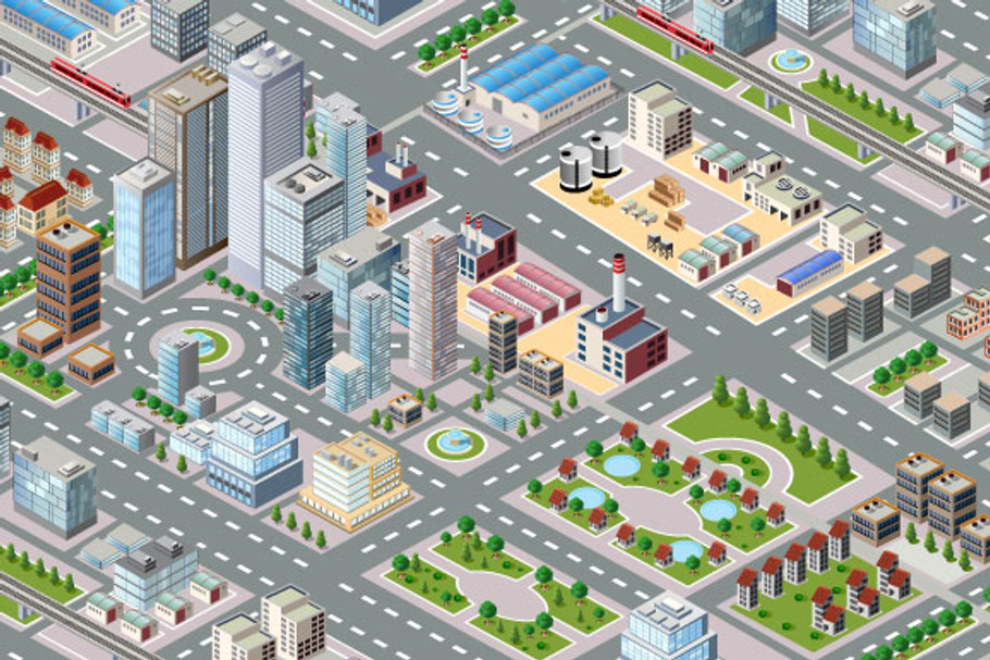 Big isometric city in Illustrations - product preview 8