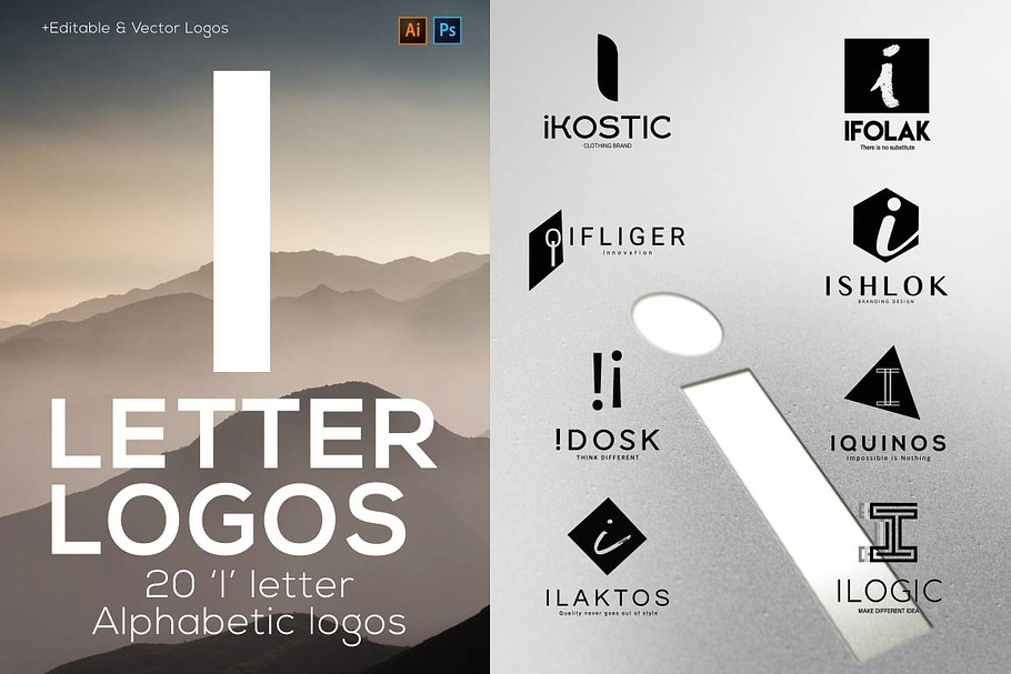 20 "I" Letter Alphabetic Logos in Logo Templates - product preview 8
