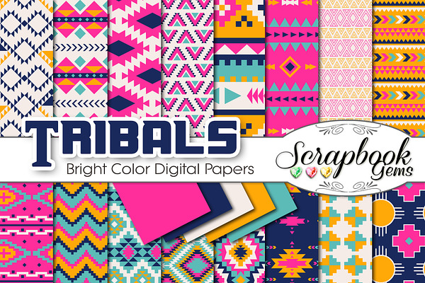 Aztec Digital Papers - Bright Colors