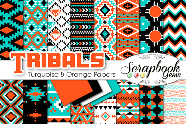 Aztec Digital Papers - Turquoise