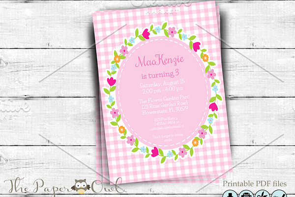 Pink Flower Party invitation