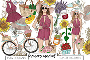Fashion Girl Summer Market Clip Art