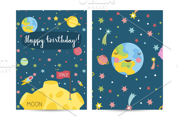 Happy Birthday Vector Cartoon Greeting Card