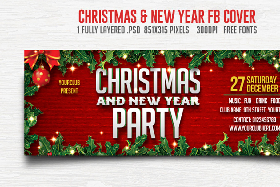 Christmas & New Year Party FB Cover in Website Templates - product preview 8