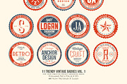 11 Trendy Vintage Badges Volume 1