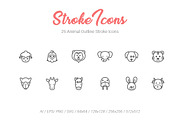 25 Animal Outline Stroke Icons
