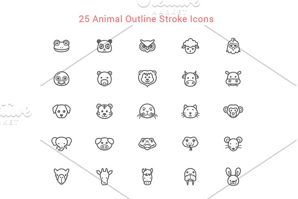 25 Animal Outline Stroke Icons in Animal Icons - product preview 1