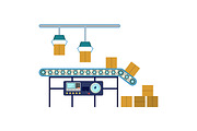 Industrial equipment for packaging boxes, machinery line assembly conveyor