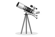 Telescope to observe the stars realistic vector illustration. Optical instrument