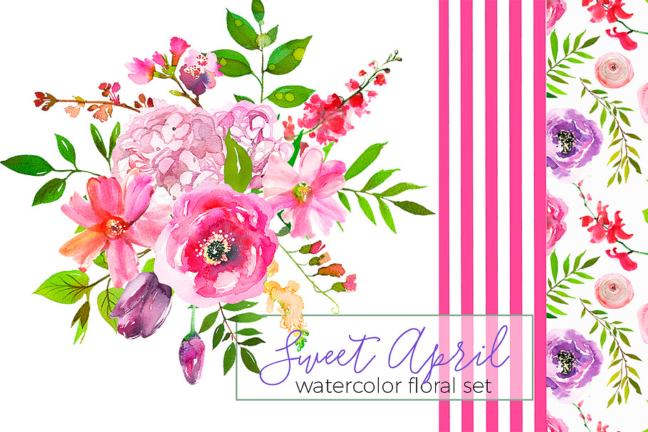 Sweet April Watercolor Flowers