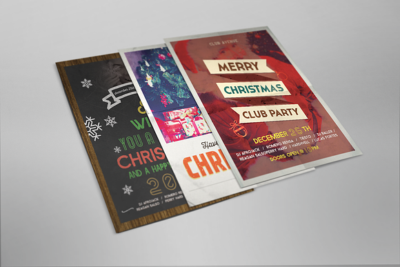 3 Christmas Flyers, Posters Vintage in Flyer Templates - product preview 1