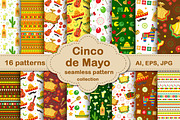 Cinco de Mayo seamless patterns set