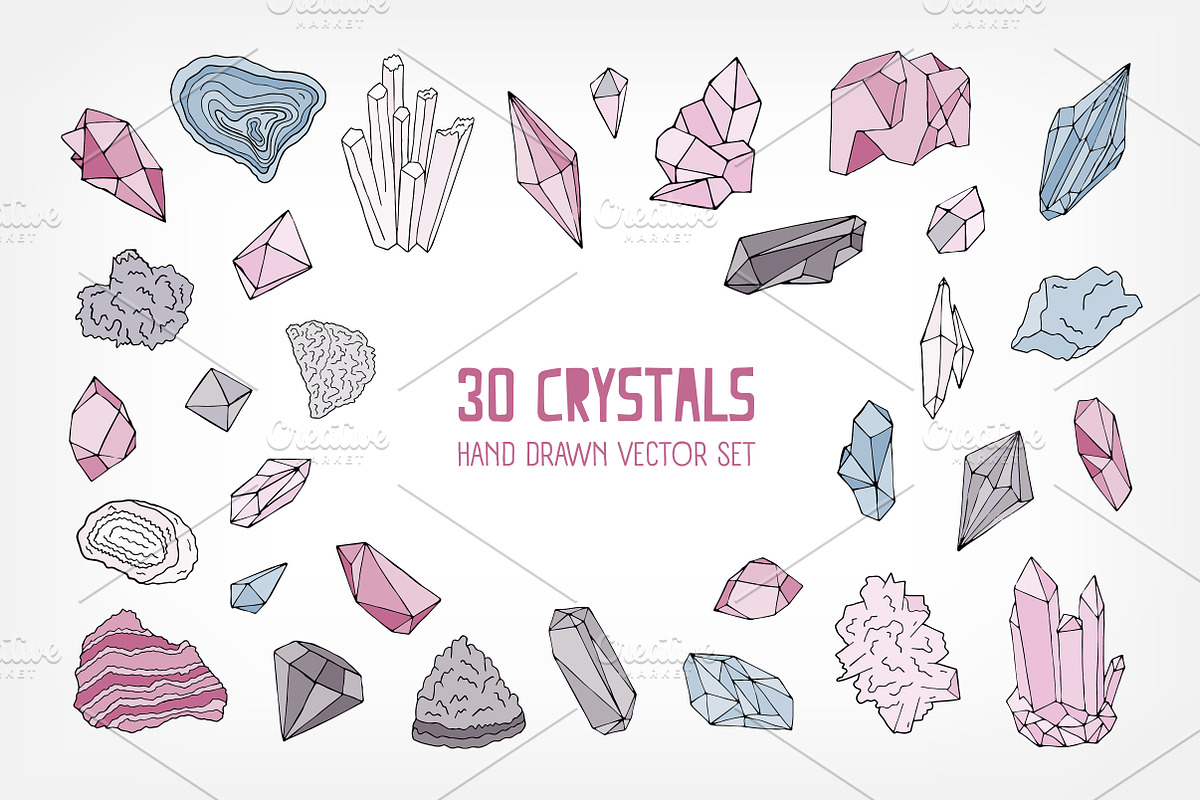 Crystals and gems vector collection in Objects - product preview 8