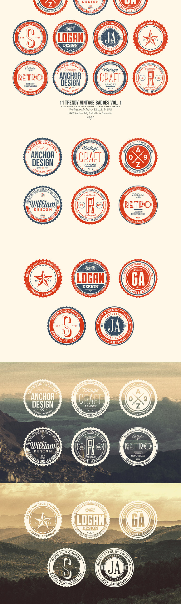33 Trendy Vintage Badges Bundle Pack in Logo Templates - product preview 1