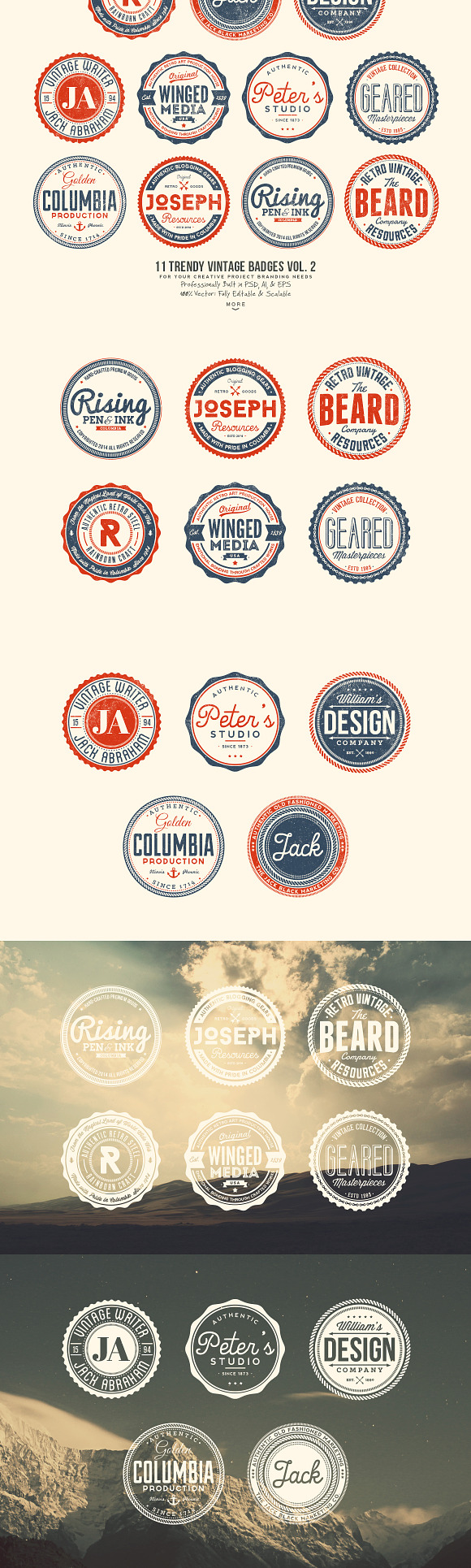 33 Trendy Vintage Badges Bundle Pack in Logo Templates - product preview 2