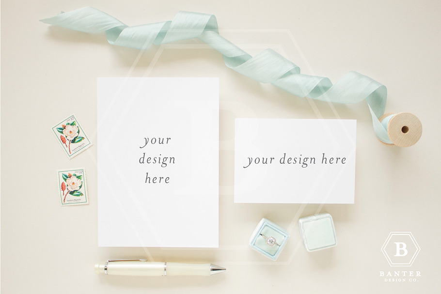 Styled Invitation + RSVP Mockup in Mockup Templates - product preview 8