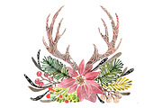 Rustic Antlers Christmas Clipart